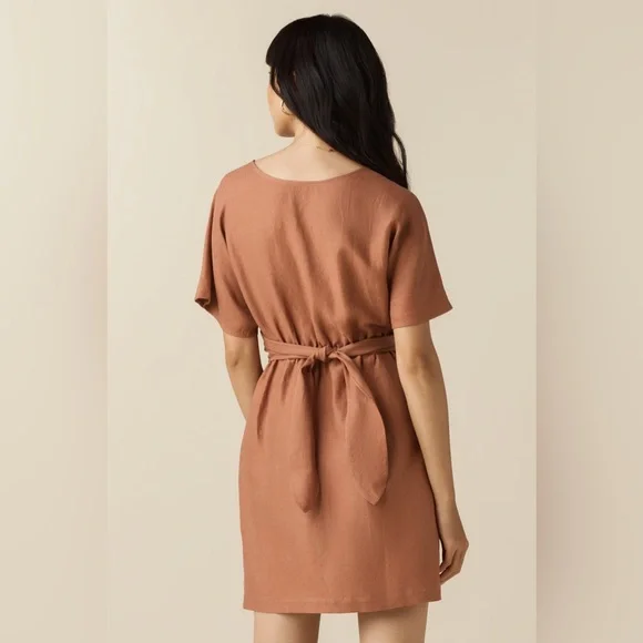 Vetta The Convertible Wrap Mini linen blend Dress in new clay - Picture 6 of 14